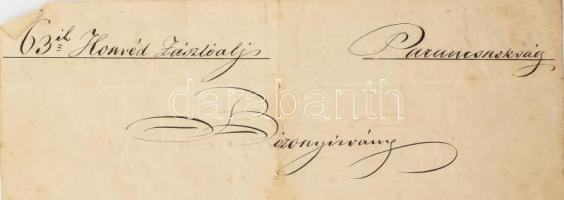1849.IX.30 Komáromi vár, bizonyítvány az ostrom végnapjaiból az 1848-49-es szabadságharcos, komáromi...