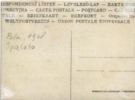 1908 Pola, SMS SPALATO osztrák-magyar Zara-osztályú torpedóhajója (őrhajója) a kikötőben / K.u.K. Kr...