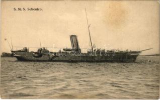 SMS SEBENICO osztrák-magyar Zara-osztályú torpedóhajója (őrhajója) a kikötőben / K.u.K. Kriegsmarine Torpedoboot / Austro-Hungarian Navy torpedo boat. G. Fano Pola 1909-10. 120. (fl)