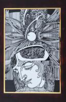 Hollóházi Szász Endre által tervezett porcelán kép, 17x11,5 cm, keretezve, hibátlan, kereten kopássa...