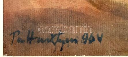 Pattantyus Károly (1906-1987): Erdélyi napos erdő, 1964. Akvarell, papír. Jelezve balra lent. Üvegez...