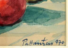 Pattantyus Károly (1906-1987): Erdélyi csendélet korondi kerámiákkal, 1970. Akvarell, papír. Jelezve...