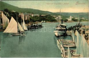Abbazia, Opatija; SMS KOMET osztrák-magyar haditengerészet Komet-osztályú torpedóhajója (őrhajója) / K.u.K. Kriegsmarine Torpedoboot / Austro-Hungarian Navy SMS Komet torpedo gunboat. Mehner & Mass