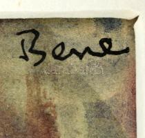 Bene József (1903-1986): Női portré. Akvarell, papír, jelezve jobbra fent. Üvegezett fakeretben. 14x...