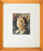 Bene József (1903-1986): Női portré. Akvarell, papír, jelezve jobbra fent. Üvegezett fakeretben. 14x...