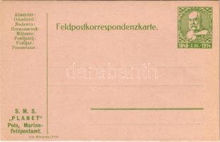 SMS PLANET Feldpostkorrespondenzkarte. Pola, Marinefeldpostamt Jos. Krmpotic + 1848 - 2.XII. - 1914 Ga.