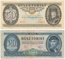 1962. 10Ft (3db, ebből 2db sorszámkövető) + 1975. 20Ft + 1989. 50Ft T:F,VG közte szép papír