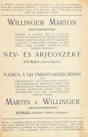 Willinger Márton szőlő-nagybirtokos név- és árjegyzéke Zomba (Tolna-megye). 1901, sérülésekkel