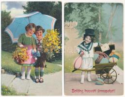 14 db RÉGI motívum képeslap vegyes minőségben: gyerekek / 14 pre-1945 motive postcards in mixed quality: children