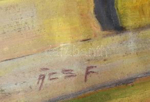 Ács Ferenc (1876-1949): Kolozsvári utca. Olaj, karton. Jelezve balra lent. 50x72 cm. Üvegezett faker...