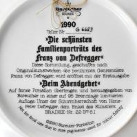 Bareuther Bavaria porcelán fali dísztányér, Franz von Defregger sorozat, "Beim Abendgebet"...