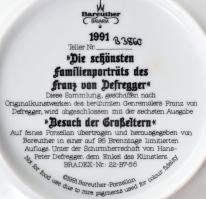 Bareuther Bavaria porcelán fali dísztányér, Franz von Defregger sorozat, "Besuch der Großeltern...