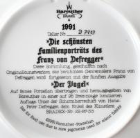 Bareuther Bavaria porcelán fali dísztányér, Franz von Defregger sorozat, "Der Vogel". Matr...