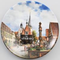 Vohenstrauss Bavaria porcelán fali dísztányér, Bernd Gagel - Rathaus zu Michelstadt mintával. Matricás, jelzett, számozott, hibátlan, d: 20 cm