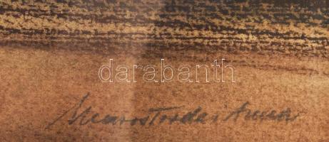 Marostordai Anna (1920-1999): Eső után. Vegyes technika, papír, jelzett, hátoldalán Képcsarnok Válla...