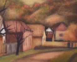 Jelzés nélkül: Utcarészlet. Olaj, farost. 58x78 cm. Dekoratív, sérült fakeretben