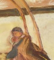 Iványi-Grünwald Béla (1867-1940): Ladikban. Pasztell, papír. 56x45 cm Dekoratív, üvegezett fakeretbe...