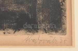 Aba-Novák Vilmos (1894-1941): Felsőbánya - Kettős torony 1925 Rézkarc, papír, jelzett, ajándékozási ...