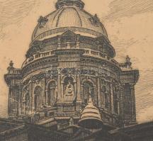Baranski Emil László (1877-1941): Bazilika. Rézkarc, papír, jelzett, keretezve. 24x31 cm