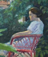 Erdélyi Béla (1891-1955): Hölgy virágok közt (Jakula Kálmánné, Neumayer Mária. Jakula Kálmán, Erédly...