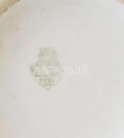 2 db Zsolnay szoknyás bögre, ritka mintával, jelzéssel, egyik bögre fülén repedéssel, m: 9,5 cm