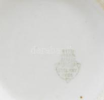 2 db Zsolnay szoknyás bögre, ritka mintával, jelzéssel, egyik bögre fülén repedéssel, m: 9,5 cm