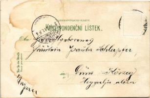 1898 (Vorläufer) Prostejov, Nemocnice, Obchodni skola, Námesti Frantiska Josef, C.k. posta / hospita...