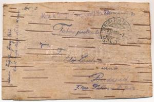1915 Oroszország. Első világháborús osztrák-magyar tábori posta nyírfakéregből / WWI K.u.k. military...