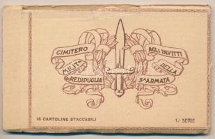 Cimitero Militare di Redipuglia, Agli Invitti della 3a Armata - 1. Serie / WWI Italian military cemetery - postcard booklet with 15 pre-1945 postcards / Első világháborús olasz katonai temető - 12 lapos képeslapfüzet