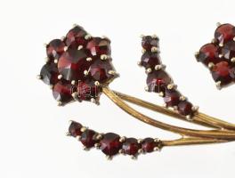 14 K arany (Au) bross gránát kövekkel ékített. Jelzett. br 5,77 g 5 cm