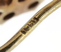 14 K arany (Au) bross gránát kövekkel ékített. Jelzett. br 5,77 g 5 cm