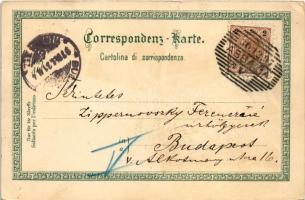 1897 (Vorläufer) Abbazia, Opatija; Hotel Stefanie, Ika, Volosca, Abbazia v. Süden und v. Meere / hot...