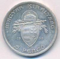 1938. 5P Ag "Szent István" T:AU patina Adamo P8.1
