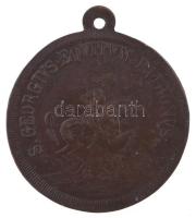 DN Sárkányölő Szent György kétoldalas bronz emlékérem füllel (34mm) T:XF patina