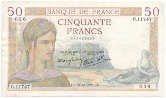 Franciaország 1939. 50Fr T:F szép papír France 1939. 50 Francs C:F fine paper