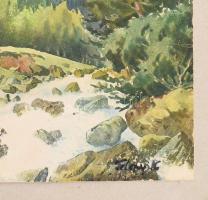 Telepy K jelzéssel: Hegyvidéki táj. Akvarell, papír, kartonra kasírozva. 29,5x23 cm