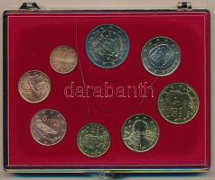 Görögország 2002. 1c-2E (8xklf) forgalmi szett műanyag dísztokban T:UNC a tok sérült Greece 2002. 1 Cent - 2 Euro (8xdiff) coin set in plastic case C:UNC damaged case