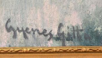 Gyenes Gitta jelzéssel: Csendélet. Olaj, karton. Dekoratív, sérült fakeretben. 36x28 cm