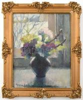 Gyenes Gitta jelzéssel: Csendélet. Olaj, karton. Dekoratív, sérült fakeretben. 36x28 cm