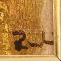 Budai László (1965-): Kalapos hölgy portréja. Olaj, farost, jelzett, fakeretben, hátoldalán címkével...