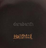 Hollóháza barna színű aranyozott csíkos váza, jelzéssel, minimális kopással, m: 20 cm