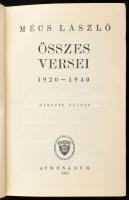 Mécs László összes versei 1920-1940. Bp., 1942, Athenaeum, 760 p. Második kiadás. Kiadói félvászon-k...