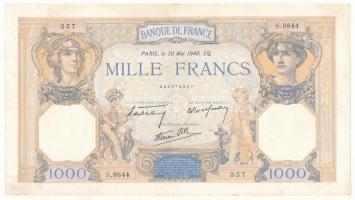 Franciaország 1940. 1000Fr T:F tűlyuk, szép papír France 1940. 1000 Francs C:F pinholes, fine paper