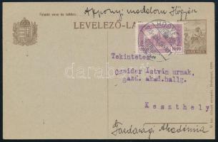 1925 Hőgyész, az Apponyi uradalom számtartójának aláírt levele a Keszthelyi Gazdasági Akadémia hallg...