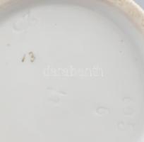 Antik porcelán patikai tégely, jelzéssel, fedél nélkül, kis kopással, m: 14,5 cm