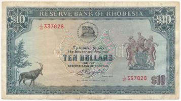 Rodézia 1976. 10$ T:F kis szakadások  Rhodesia 1976. 10 Dollars C:F small tears Krause 33.b