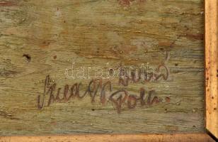 Szilágyi Dezső (?) jelzéssel, XX. sz eleje: Vitorlások a pólai kikötőben. Olaj, fatábla. Dekoratív f...