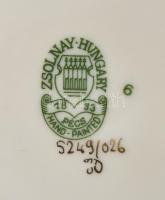 Zsolnay pillangó mintás tök alakú váza, kézzel festett, hibátlan, d: 13,5 cm, m: 7,5 cm