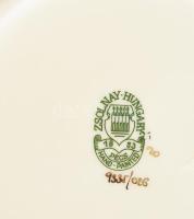 Zsolnay pillangó mintás ékszeres tálka, jelzéssel, kézzel festett, d: 12 cm