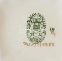 Zsolnay virágmintás bonbonier, jelzéssel, hibátlan, 7,5x7,5 cm